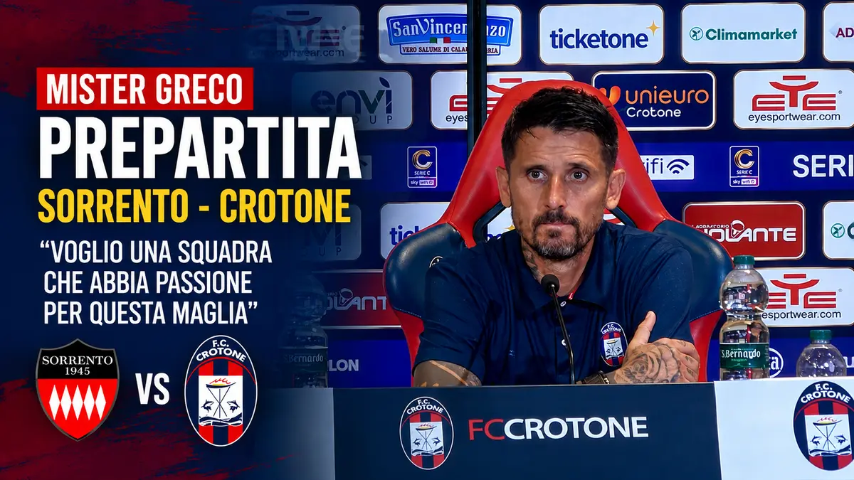 Sorrento-Crotone, Greco prepara la prima trasferta: “Voglio una squadra che abbia passione per questa maglia” Video