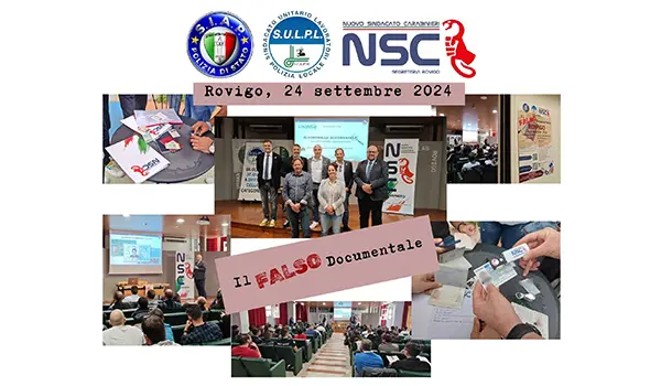 A Rovigo grande successo per il convegno "Il Falso Documentale" a cura di SULPL, NSC e SIAP  