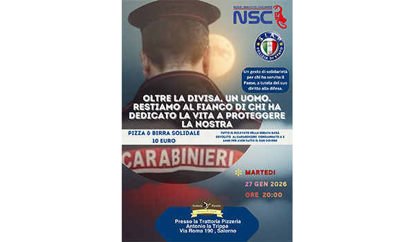 Oltre la divisa, un uomo: a Salerno “Pizza & Birra solidale” per il carabiniere condannato a tre anni di reclusione