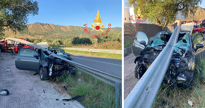 Incidente sulla SS106 a Squillace: Fiat 500 contro il guardrail, quattro giovani feriti