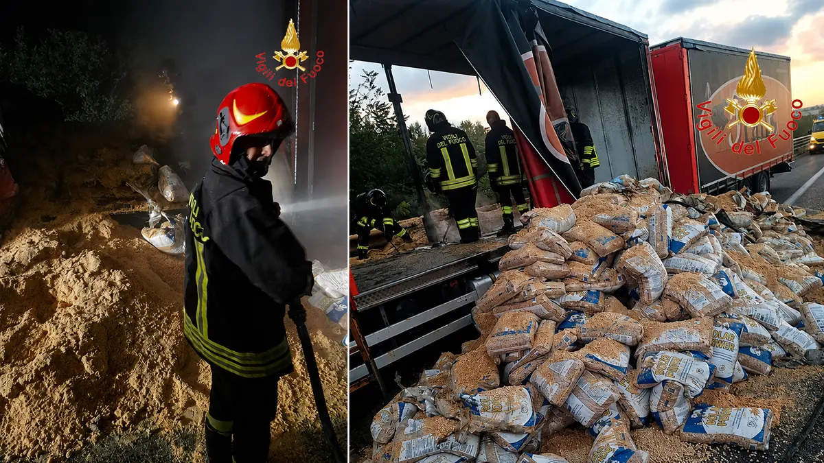 Autotreno in fiamme sull’A2 tra Lamezia Terme e Falerna, lungo intervento nella notte