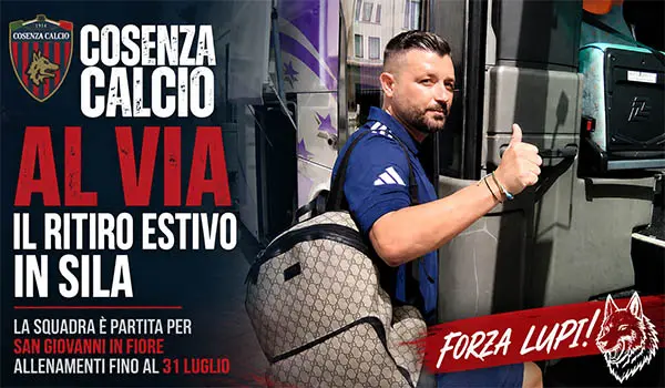 Cosenza Calcio, al via il ritiro estivo in Sila: Coppitelli porta i rossoblù a San Giovanni in Fiore
