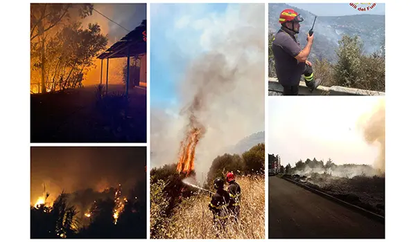 Incendi nel Vibonese: oltre 50 interventi dei Vvf, evacuate abitazioni e villaggi turistici