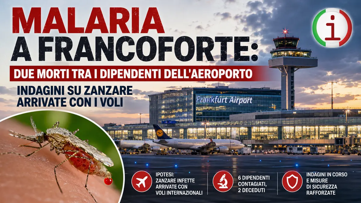 Malaria a Francoforte: due morti tra i dipendenti dell'aeroporto, indagini su zanzare arrivate con i voli