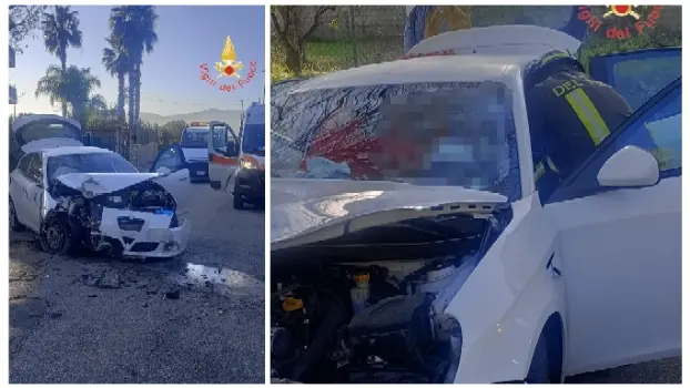 Incidente stradale a Lamezia Terme: auto fuori controllo in via Murat, intervengono Vvf e 118