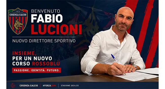 Cosenza Calcio, ufficiale Fabio Lucioni: è il nuovo Direttore Sportivo
