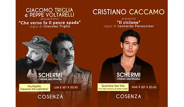 “SCHERMI – CINEMA Multipiazza” fa tappa a Cosenza. In arrivo Giacomo Triglia, Peppe Voltarelli e Cristiano Caccamo