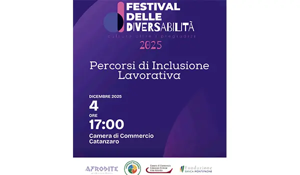 Festival delle Diversabilita’ “Lavorando Includendo”: il 4 dicembre l’incontro-confronto sui percorsi di inclusione lavorativa avviati nel 2025