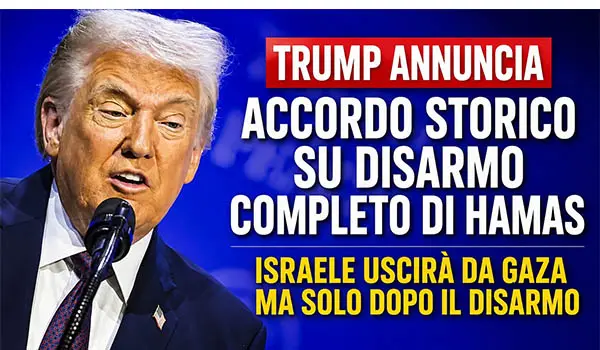 Trump annuncia un accordo per il disarmo di Hamas: previsto il ritiro di Israele da Gaza dopo la smilitarizzazione