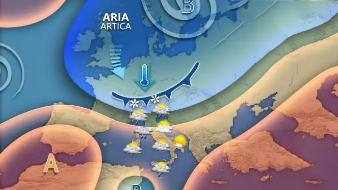Previsioni Meteo: la prima perturbazione del 2025 porta pioggia, neve e freddo