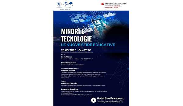 “Minori e Tecnologie: le nuove sfide educative” – il convegno promosso da Fidapa Cosenza e Unical