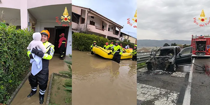Emergenza in Calabria: incendio sulla SS280 a Lamezia e grave esondazione del fiume Crati. Video